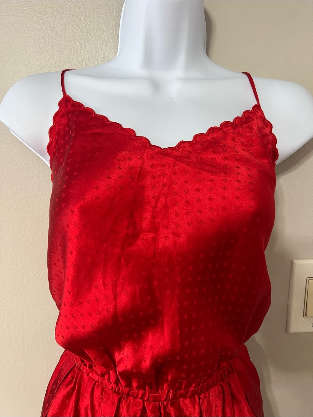 Vintage Galadriel 100% Silk Red Romper Teddy Lingerie Bodysuit Size L - Picture 3 of 15